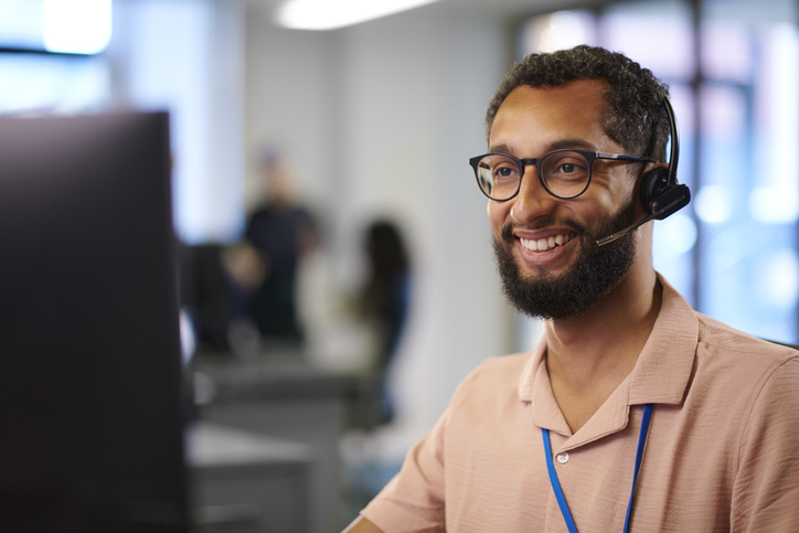 young man working in customer service